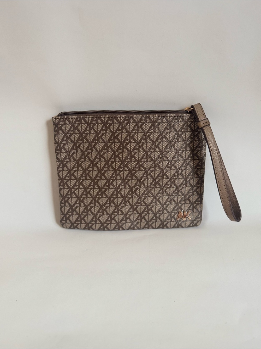 Anne Klein Brown AK Monogram Wristlet